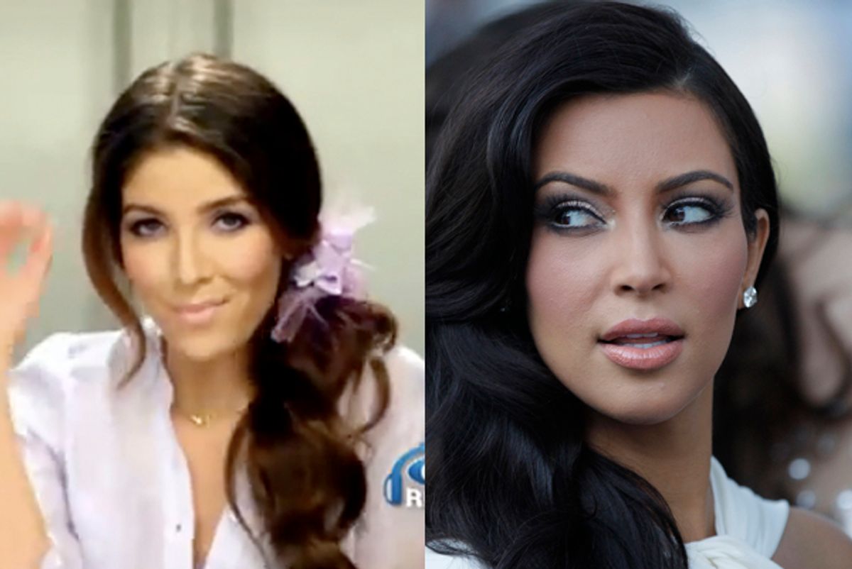 Melissa Molinaro in an Old Navy ad, and Kim Kardashian.     