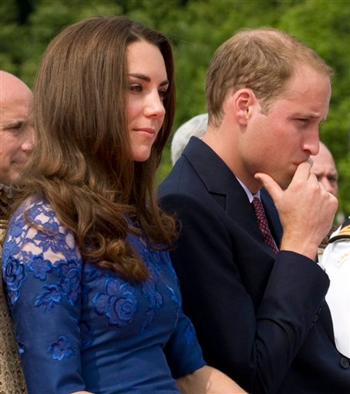 Prince William and Kate, the Duke and Duchess of Cambridge, take part in a religious ceremony on HMCS Montreal in Quebec City , Sunday July 3, 2011. (AP Photo/The Canadian Press, Adrian Wyld) (AP)