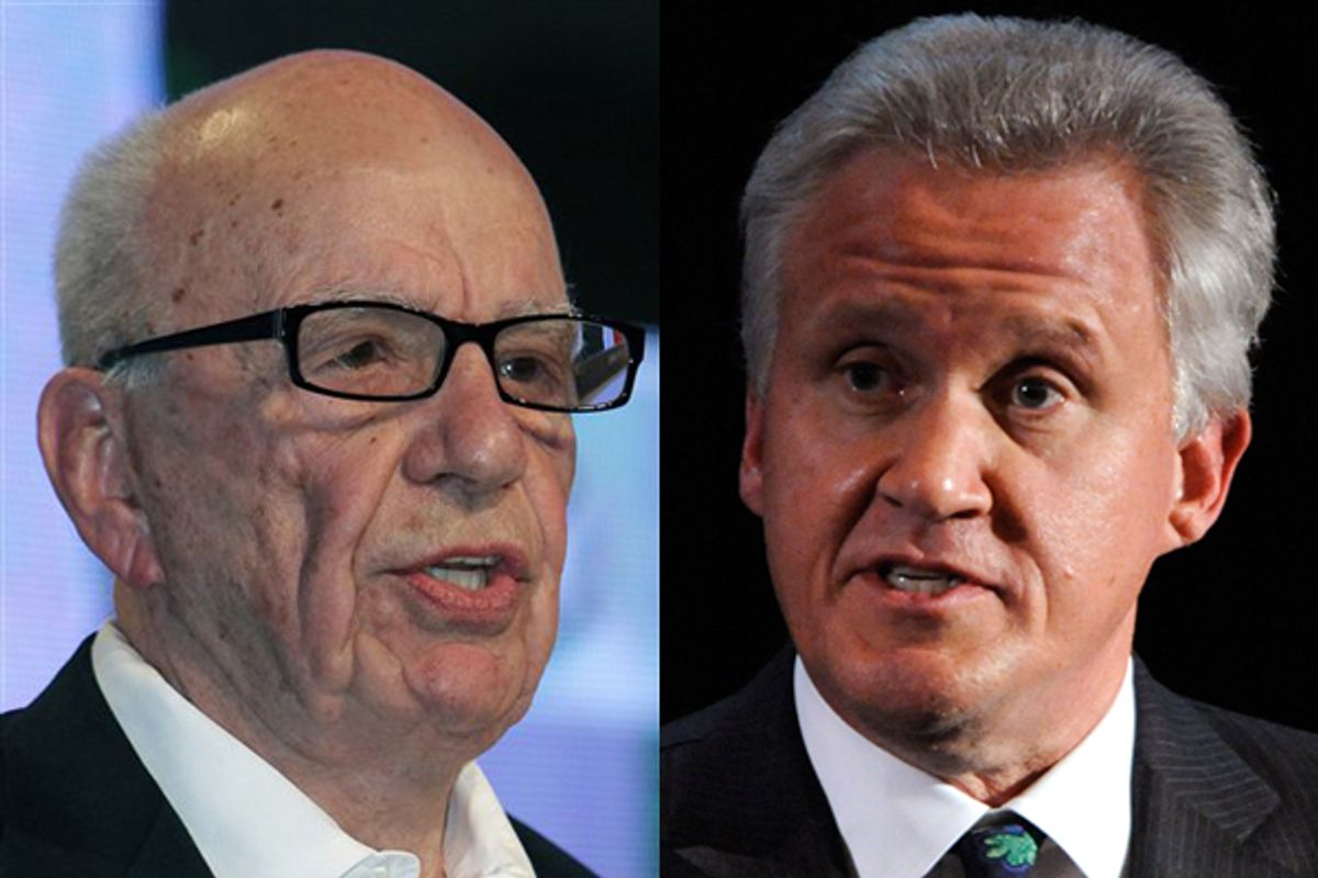 Rupert Murdoch (left) and Jeffrey Immelt 