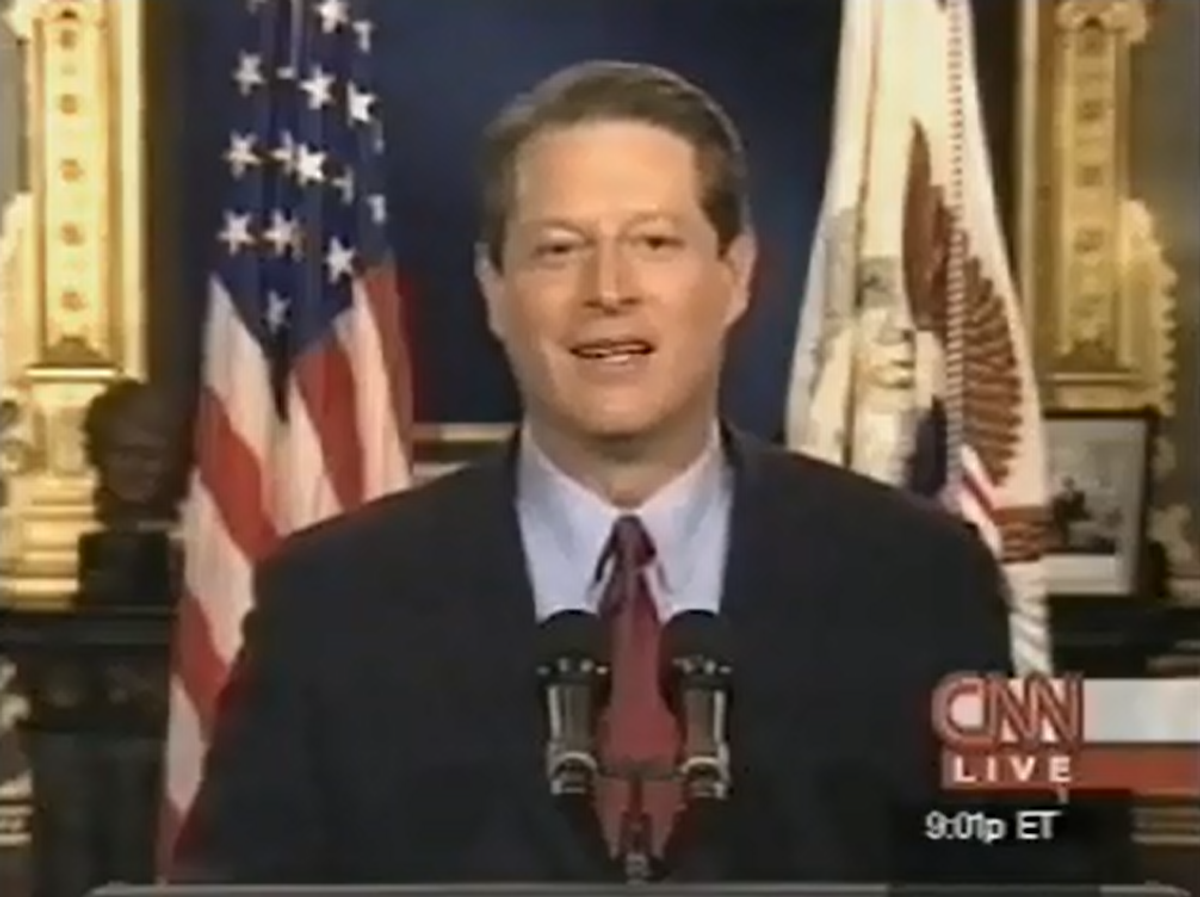 Al Gore concedes the 2000 presidential election