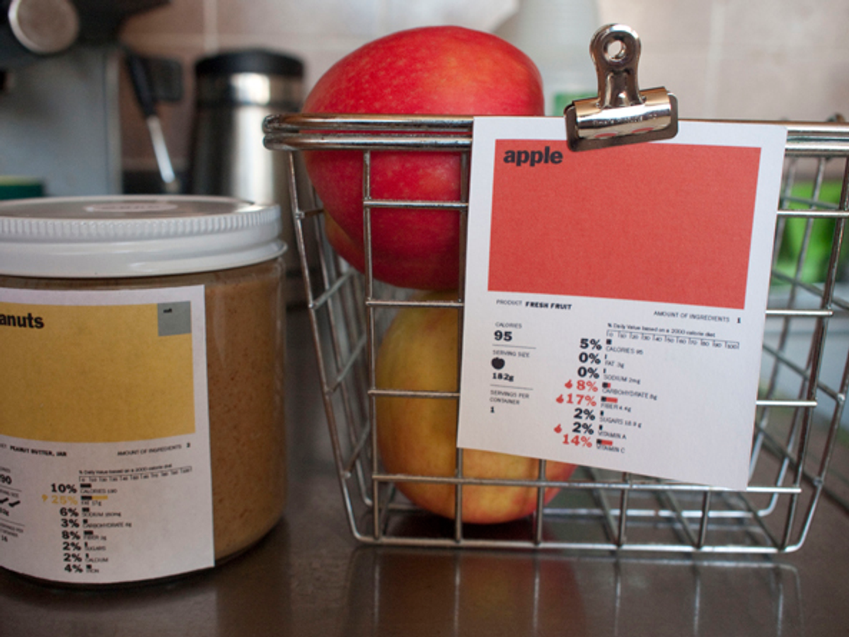 Renee Walker's labels for peanut butter and an apple