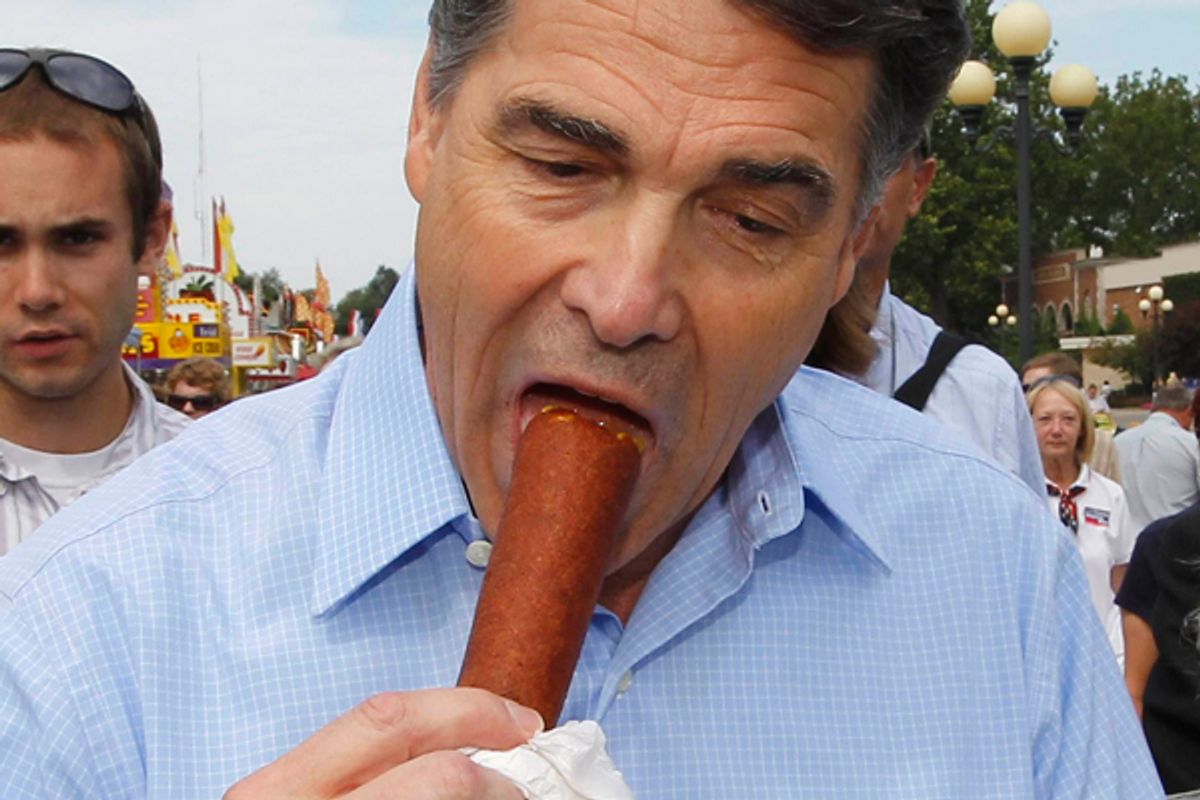 Rick Perry at the Iowa State Fair on Monday. 