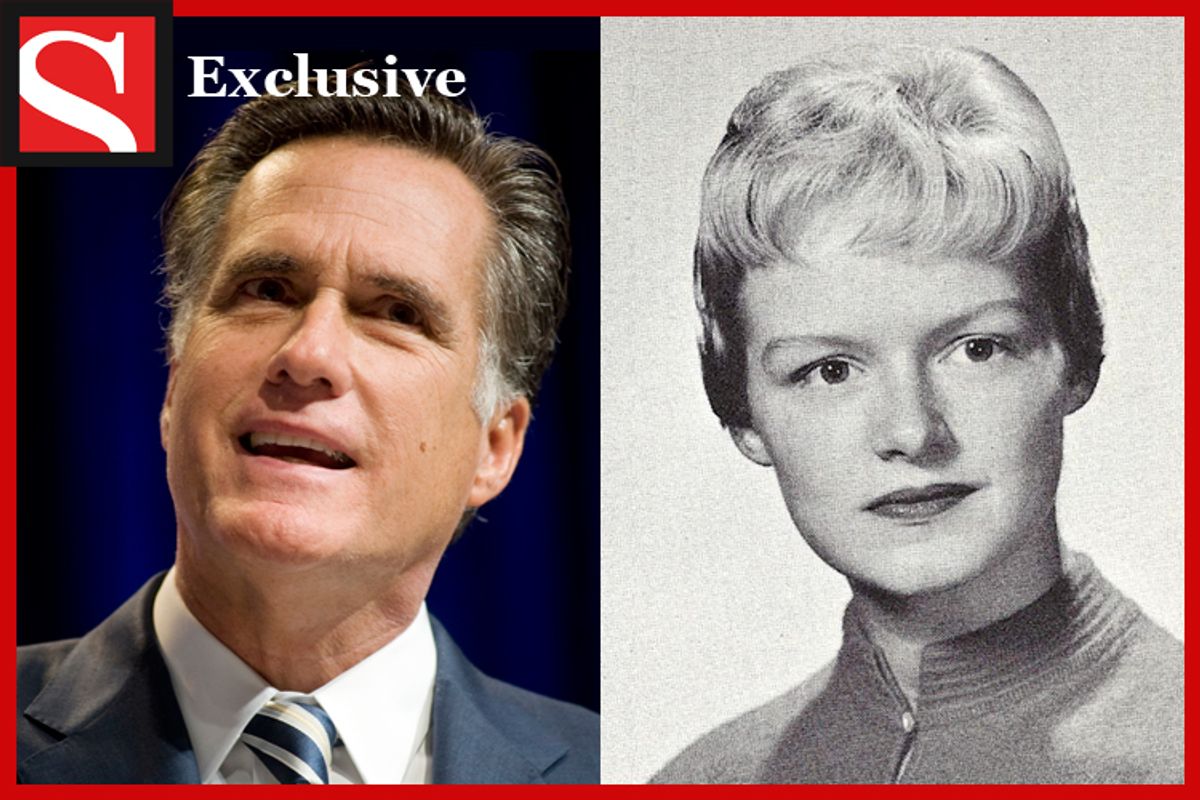 Mitt Romney and his relative Ann Keenan in her high school yearbook picture.  