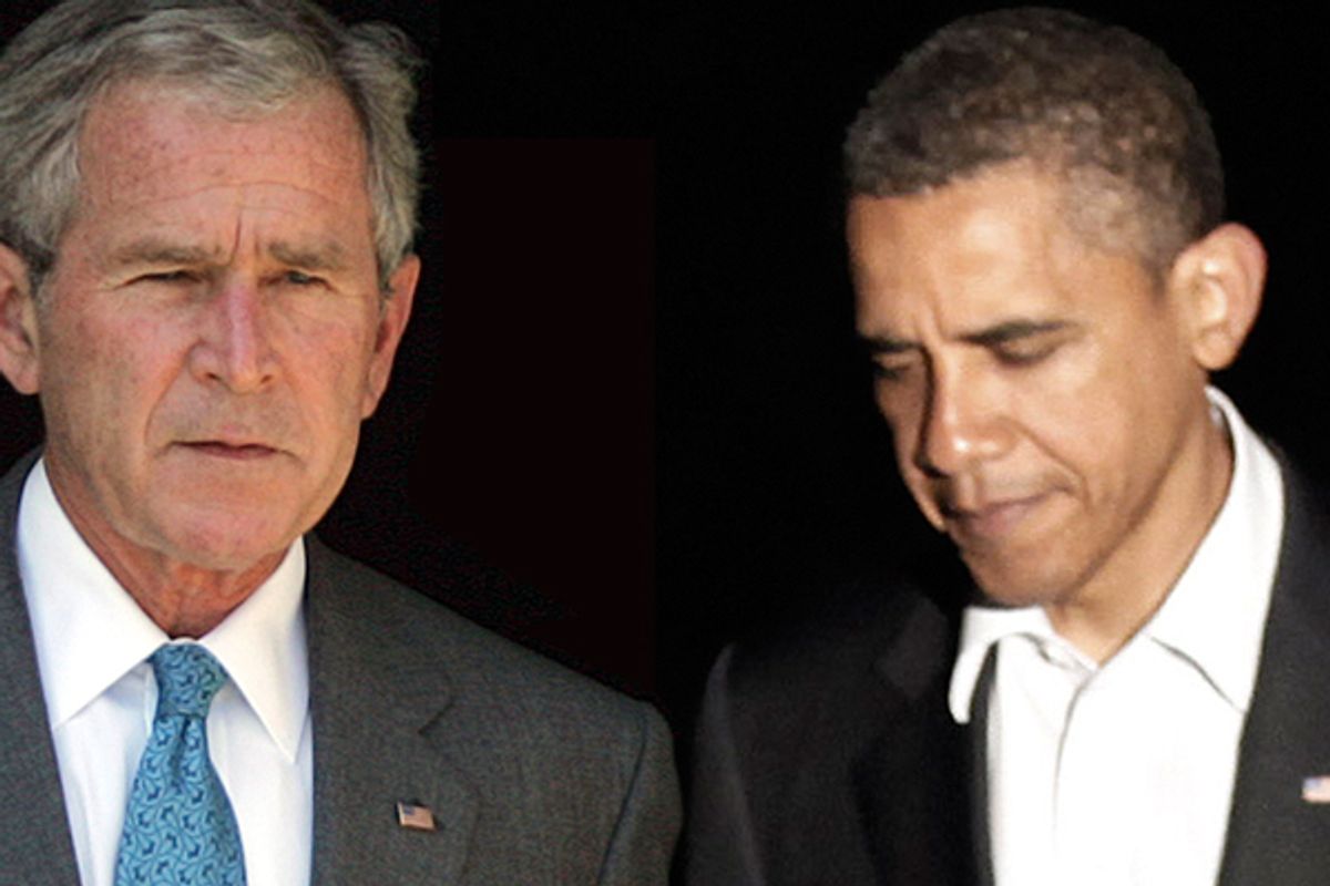 George W. Bush and Barack Obama 