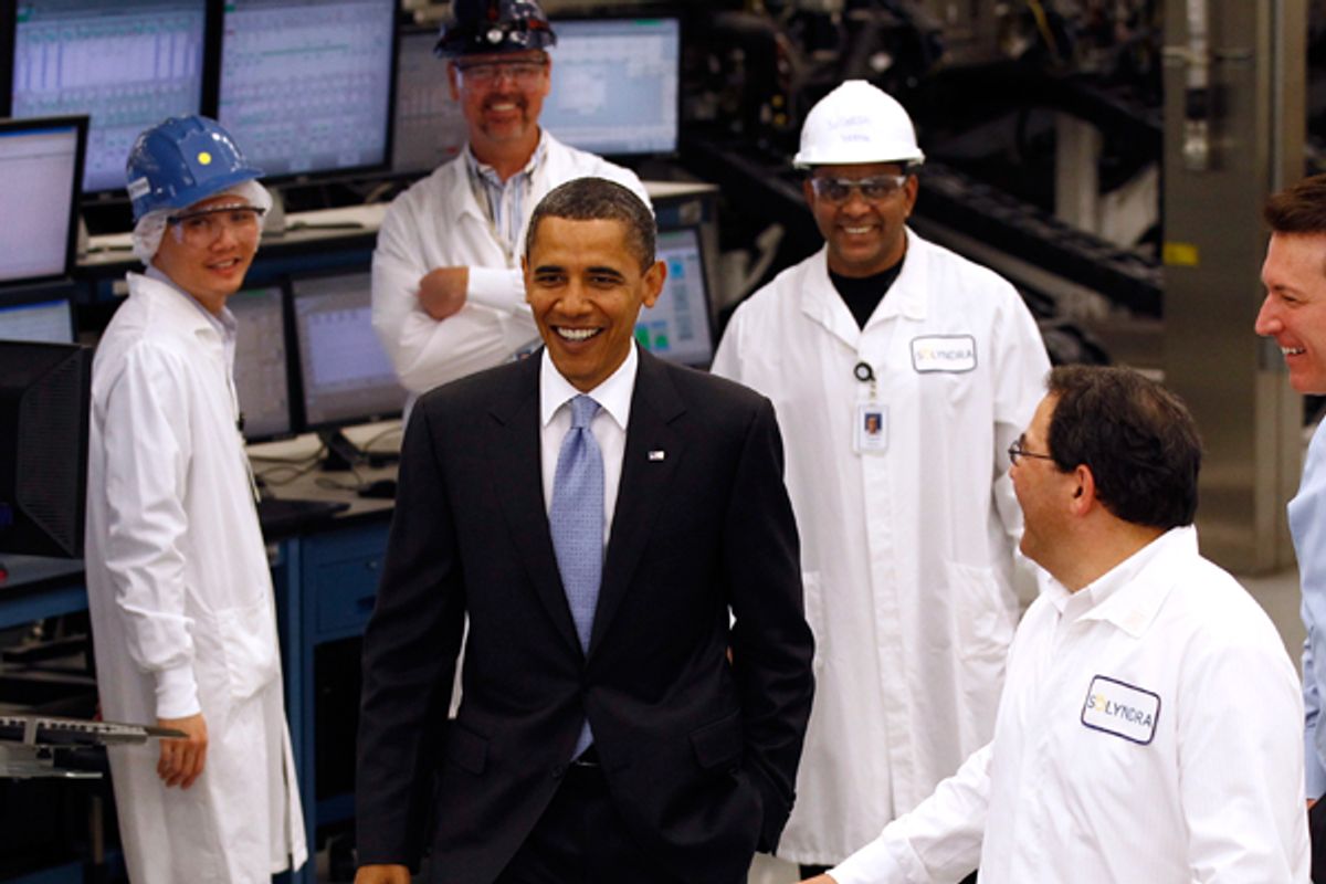 President Obama tours Solyndra in May, 2010.
