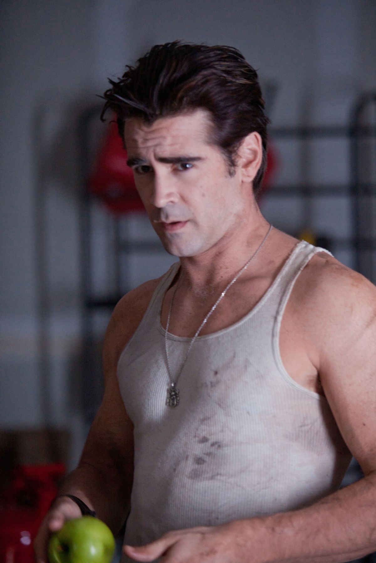 "FRIGHT NIGHT"

FN-113

Colin Farrell stars as Jerry, the intriguing new neighbor, in DreamWorks Picturesâ horror film âFright Night.â Directed by Craig Gillespie, âFright Nightâ is produced by Michael De Luca and Alison Rosenzweig.

Ph: Lorey Sebastian
  
Â©DreamWorks II Distribution Co., LLC. Â All Rights Reserved. (Lorey Sebastian)