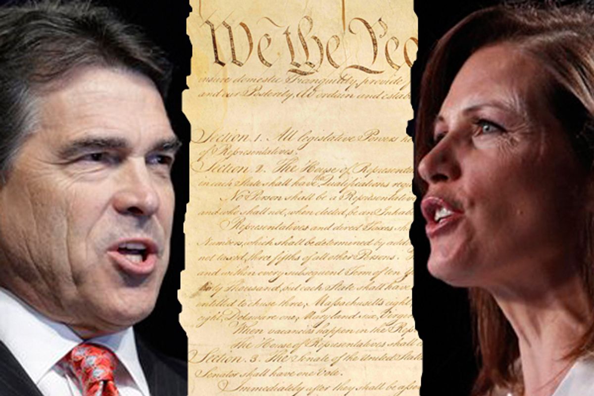 Rick Perry and Michele Bachmann