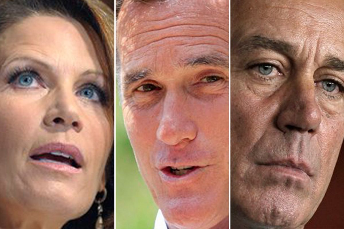 Michele Bachmann, Mitt Romney and John Boehner