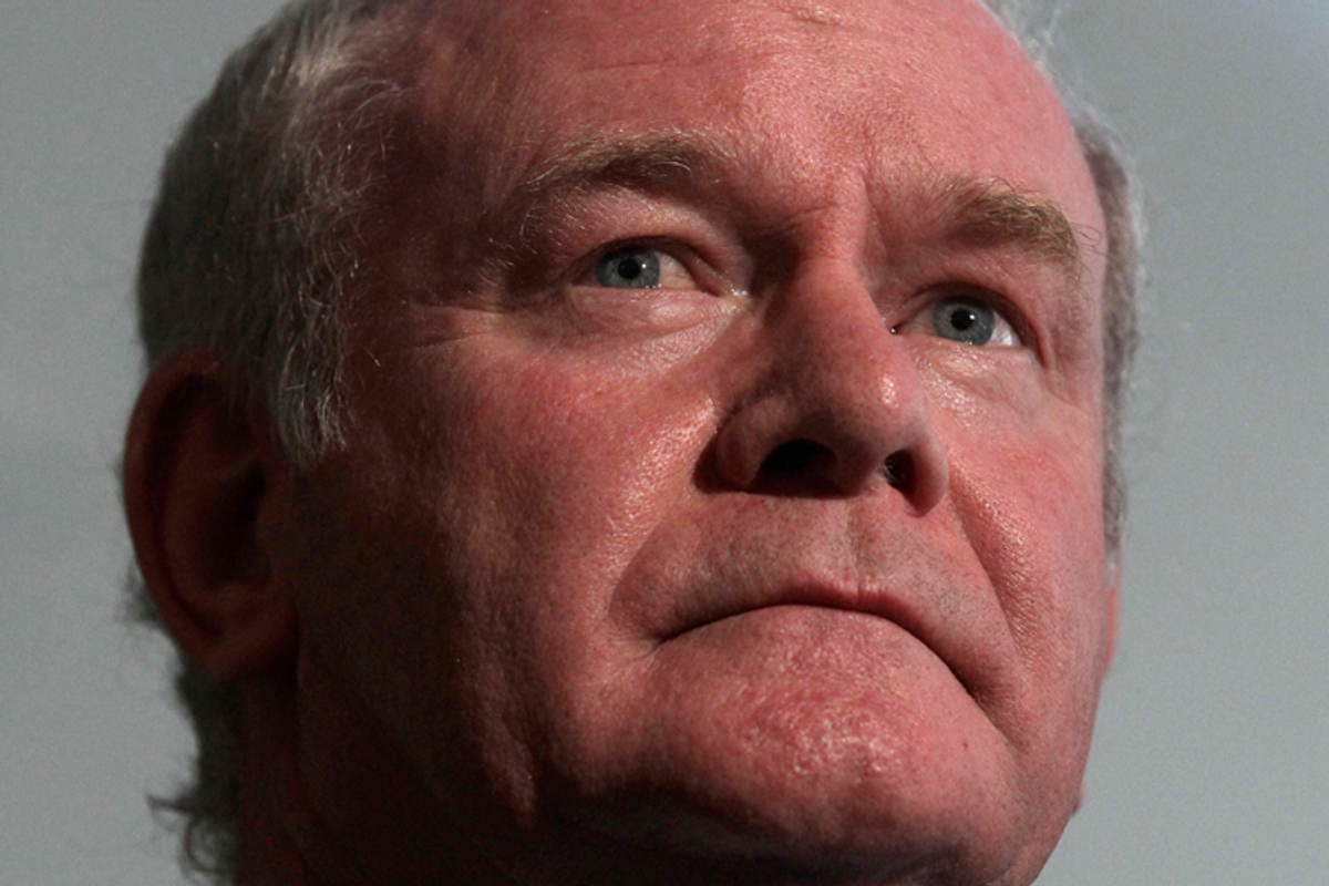 Sinn Fein's Martin McGuinness at a news conference in Dublin, Ireland September 18, 2011 (REUTERS/Cathal McNaughton)