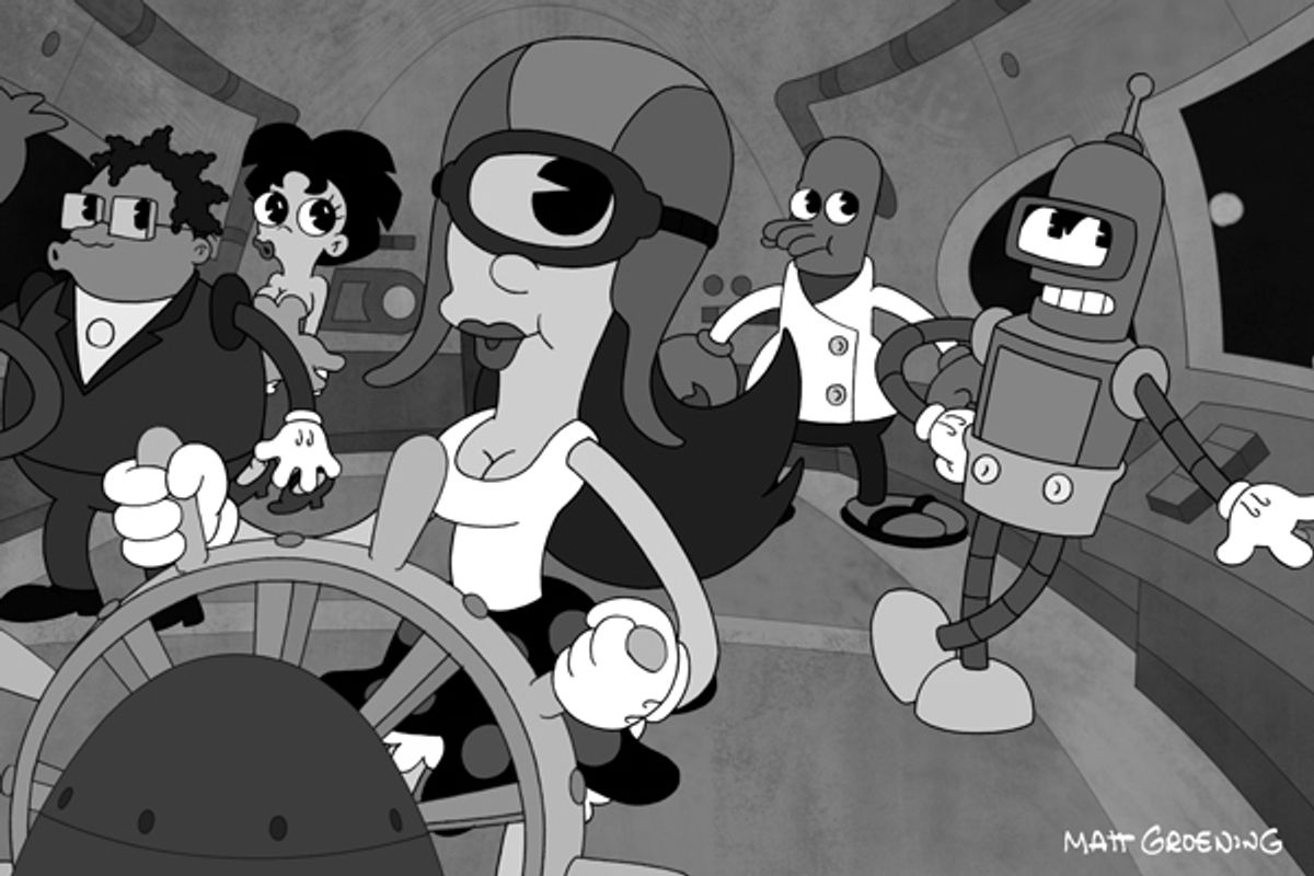 Steamboat Leela? The design-crazy sixth season finale of "Futurama" spoofs 1930s theatrical shorts, early arcade games and badly dubbed '70s and '80s anime.   