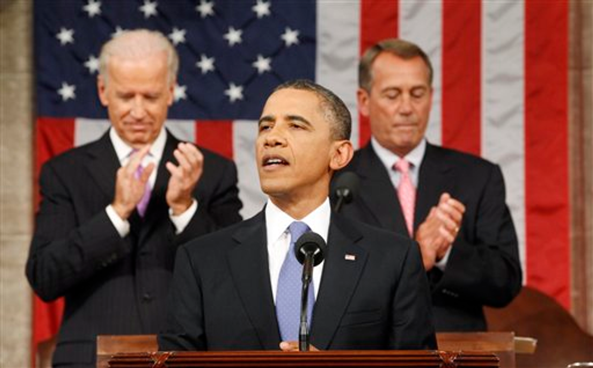 President Barack Obama delivers a speech to a joint session of Congress at the Capitol in Washington, Thursday, Sept. 8, 2011