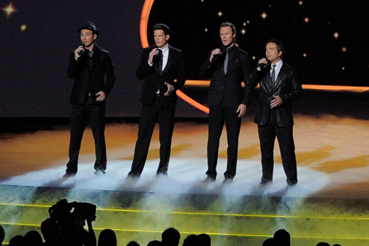 The Canadian Tenors perform "Hallelujah" at the Emmys Sunday night.