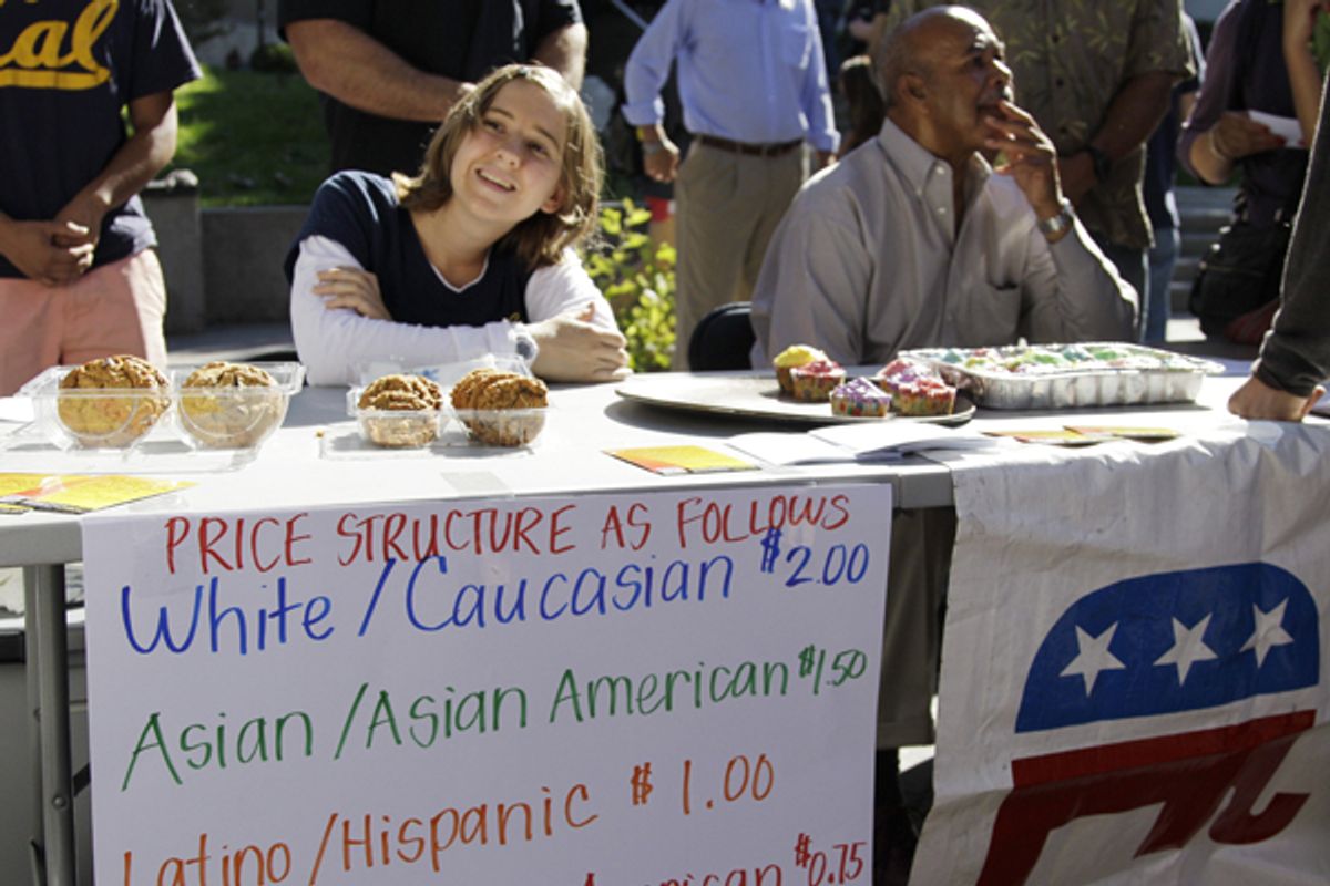 A student sells baked goods during a bake sale led by the Berkeley College Republicans on Sept. 27.       (AP/Ben Margot)
