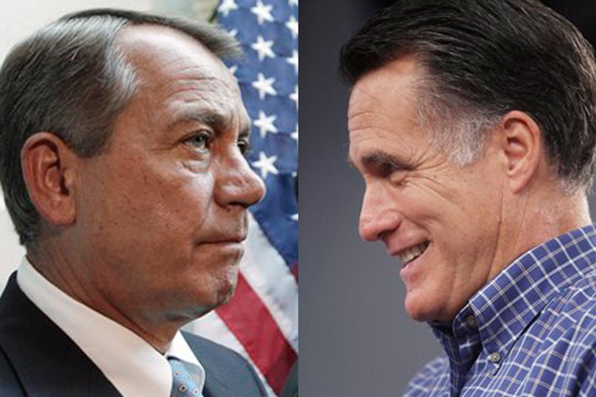  John Boehner and Mitt Romney   (AP/J. Scott Applewhite/Cheryl Senter)