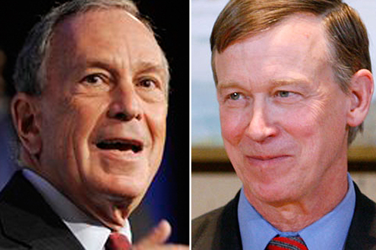  New York City Mayor Michael Bloomberg and Colorado Gov. John Hickenlooper        (AP)