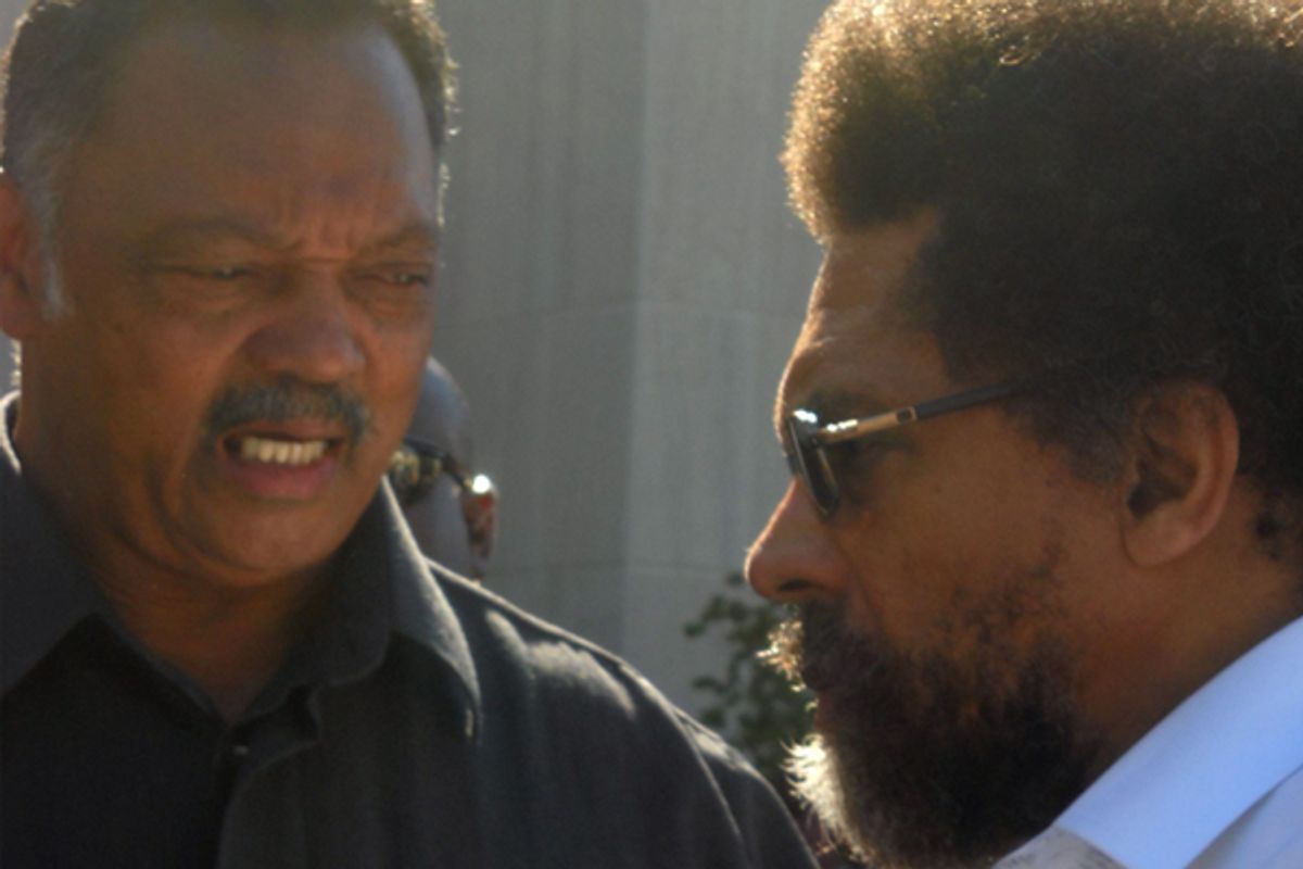  Jesse Jackson meets Cornel West at the Washington courthouse      (Jefferson Morley)