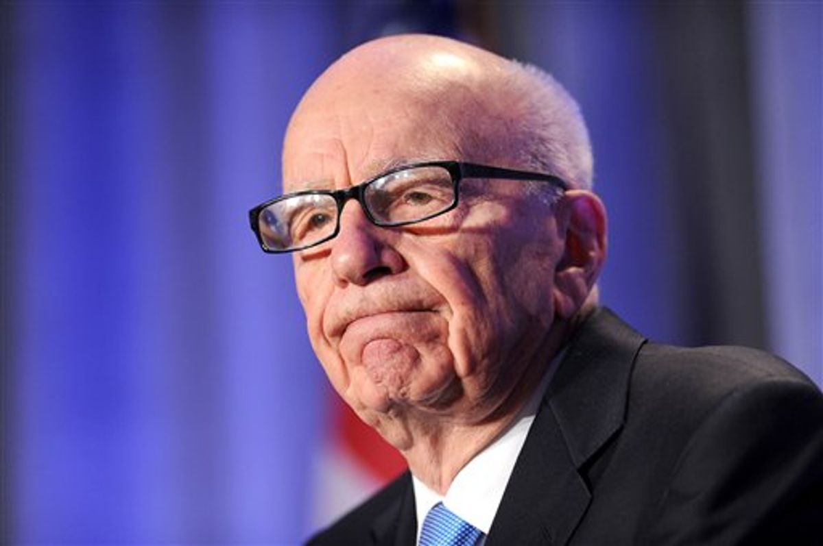 News Corp. CEO Rupert Murdoch delivers a keynote address at the National Summit on Education Reform on Friday, Oct. 14, 2011, in San Francisco.               (AP/Noah Berger)