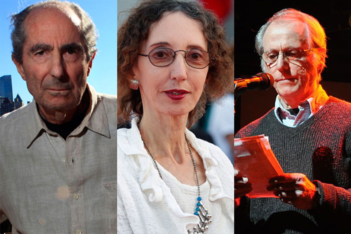  From left, Philip Roth, Joyce Carol Oates and Don Delillo    (reuters/<a href='http://en.wikipedia.org/wiki/File:Don_delillo_nyc.jpg'>Thousandrobots</a>)