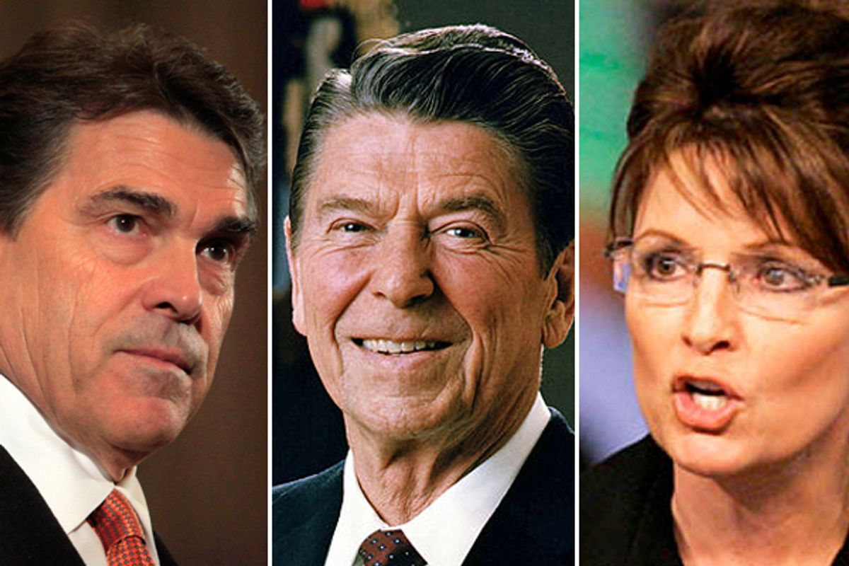  Rick Perry, Ronald Reagan and Sarah Palin  (AP/Wikipedia)