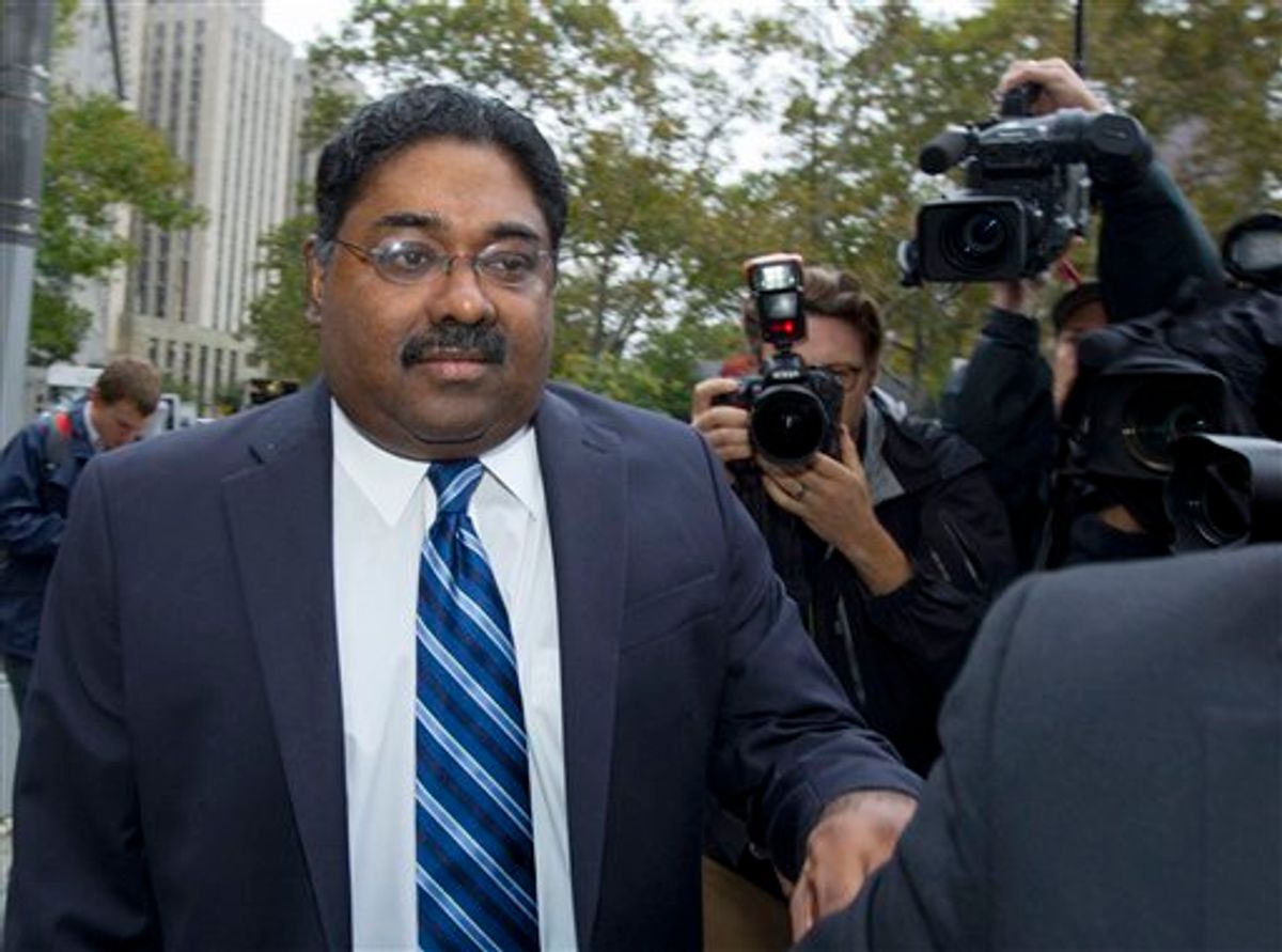 Raj Rajaratnam, co-founder of Galleon Group LLC, arrives at  Federal Court for sentencing on Thursday, Oct. 13, 2011 in New York.     (AP/Jin Lee)