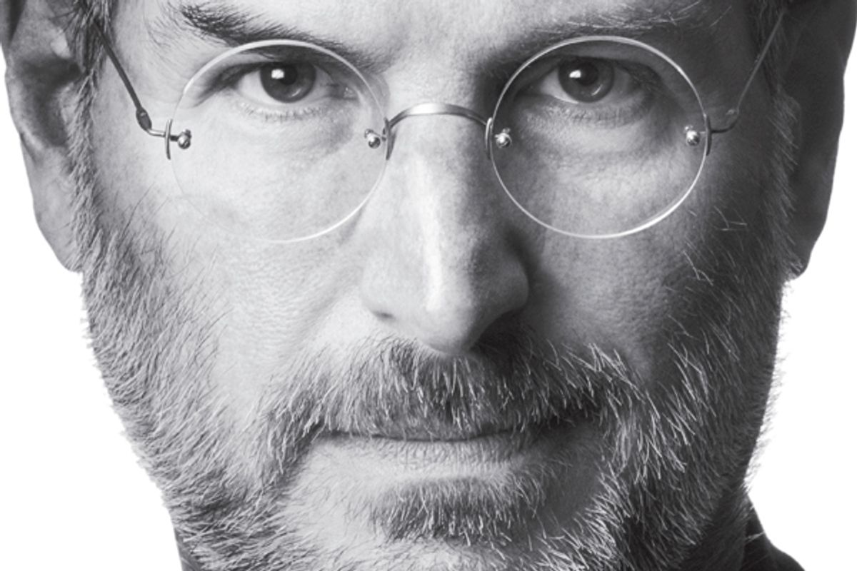  A detail from the cover of Walter Isaacson's "Steve Jobs"    