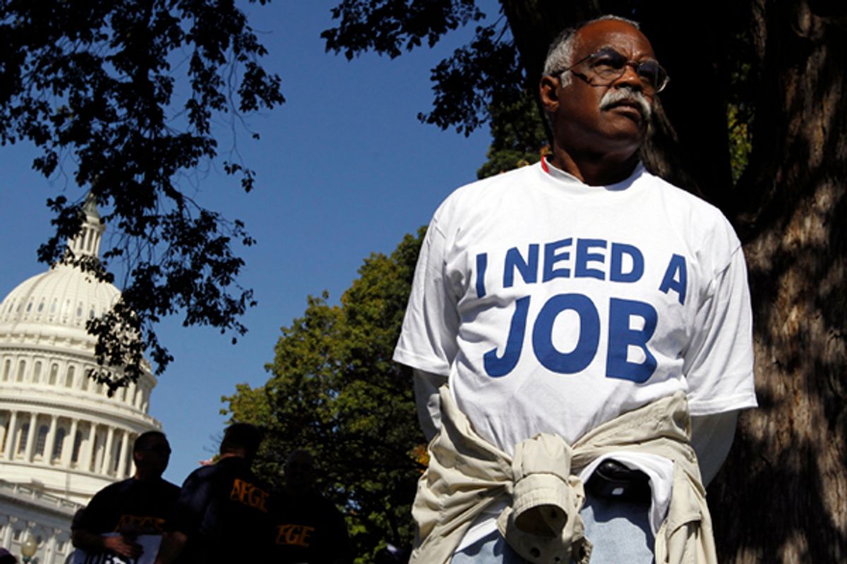 Mervin Sealy from Hickory, North Carolina, takes part in a protest rally outside the Capitol Building in Washington, October 5, 2011.      (Jason Reed / Reuters)