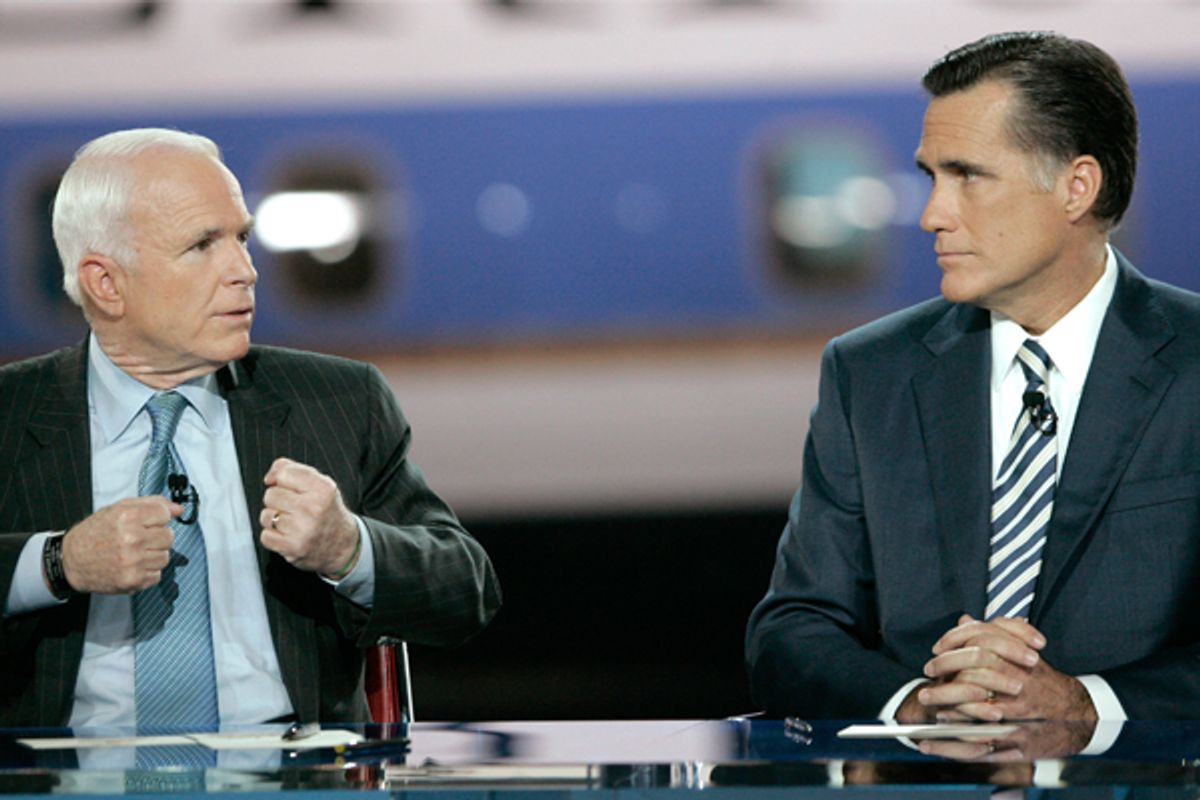 John McCain and Mitt Romney in 2008.   (Reuters/Robert Galbraith)