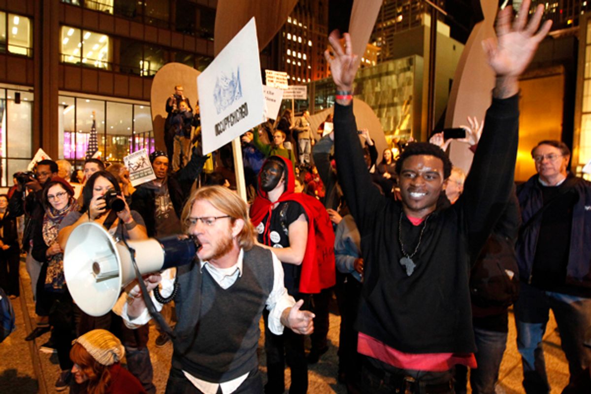  Occupy Wall Street protesters during a rally in Chicago       (AP/Charles Rex Arbogast)
