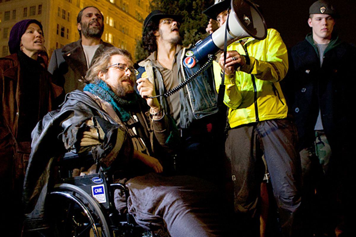 Justin Bridges suffered injuries during mass arrests at Occupy Portland.         (Lanlan Jin)