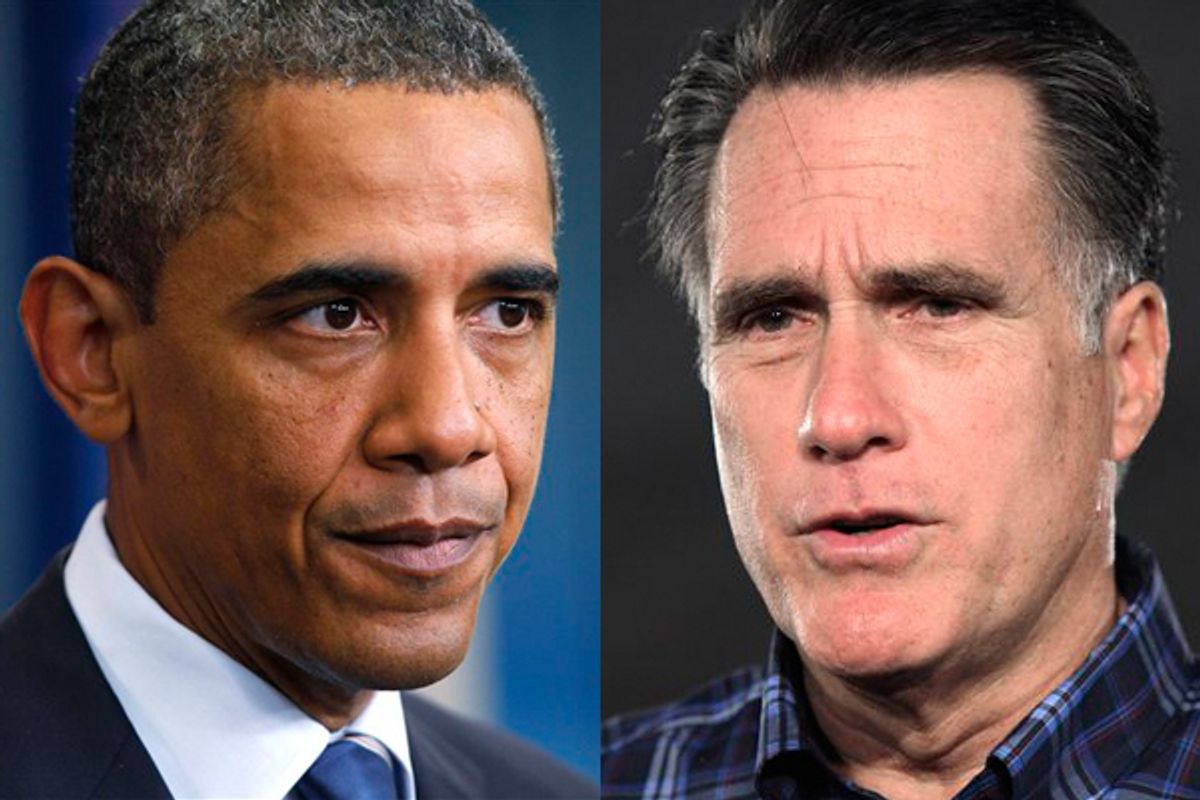  President Barack Obama and Mitt Romney                       (AP)