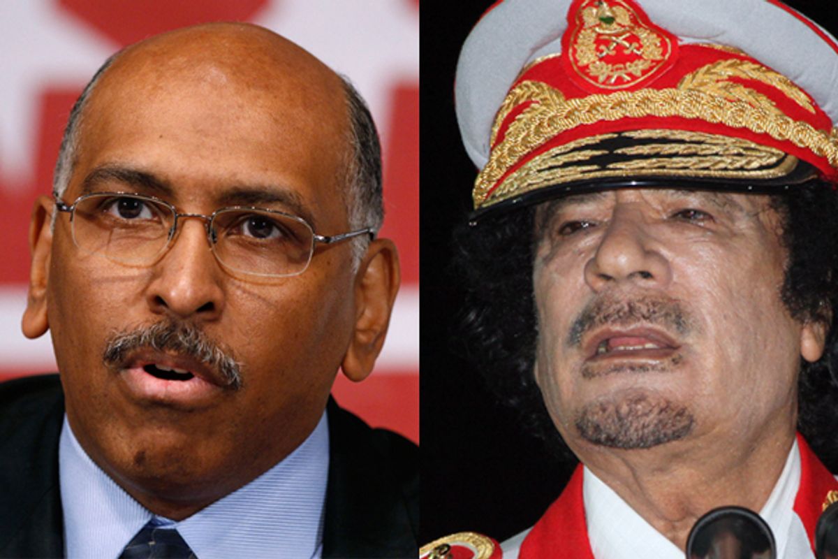 Michael Steele and Moammar Gadhafi      (Reuters/AP)