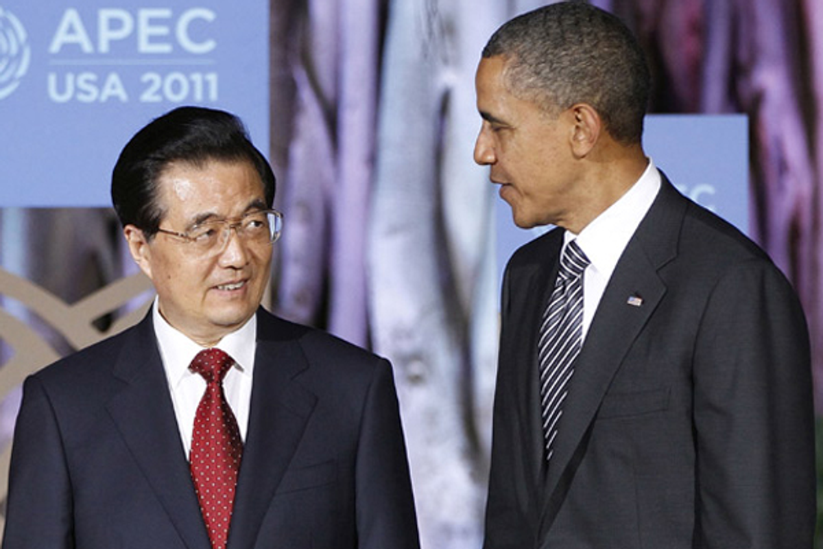  President Barack Obama and President Hu Jintao of China   (AP)