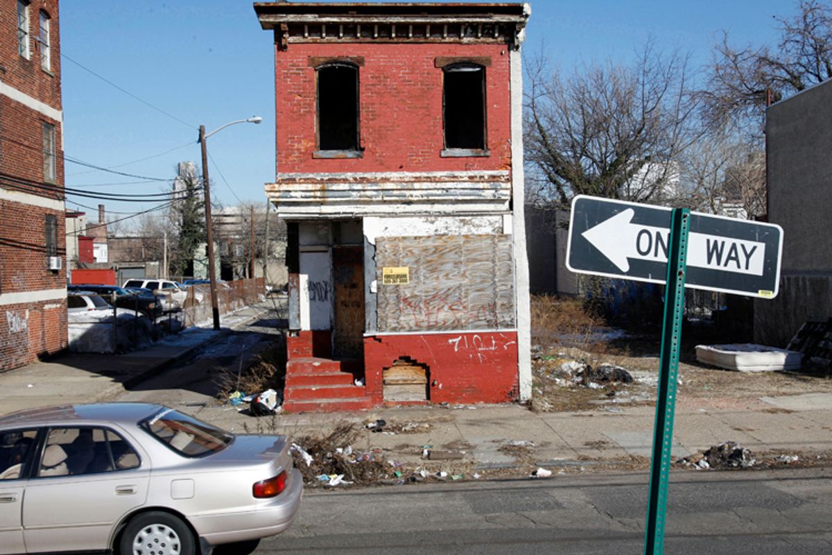 Boarded-up buildings in Camden, N.J.         (AP/Mel Evans)