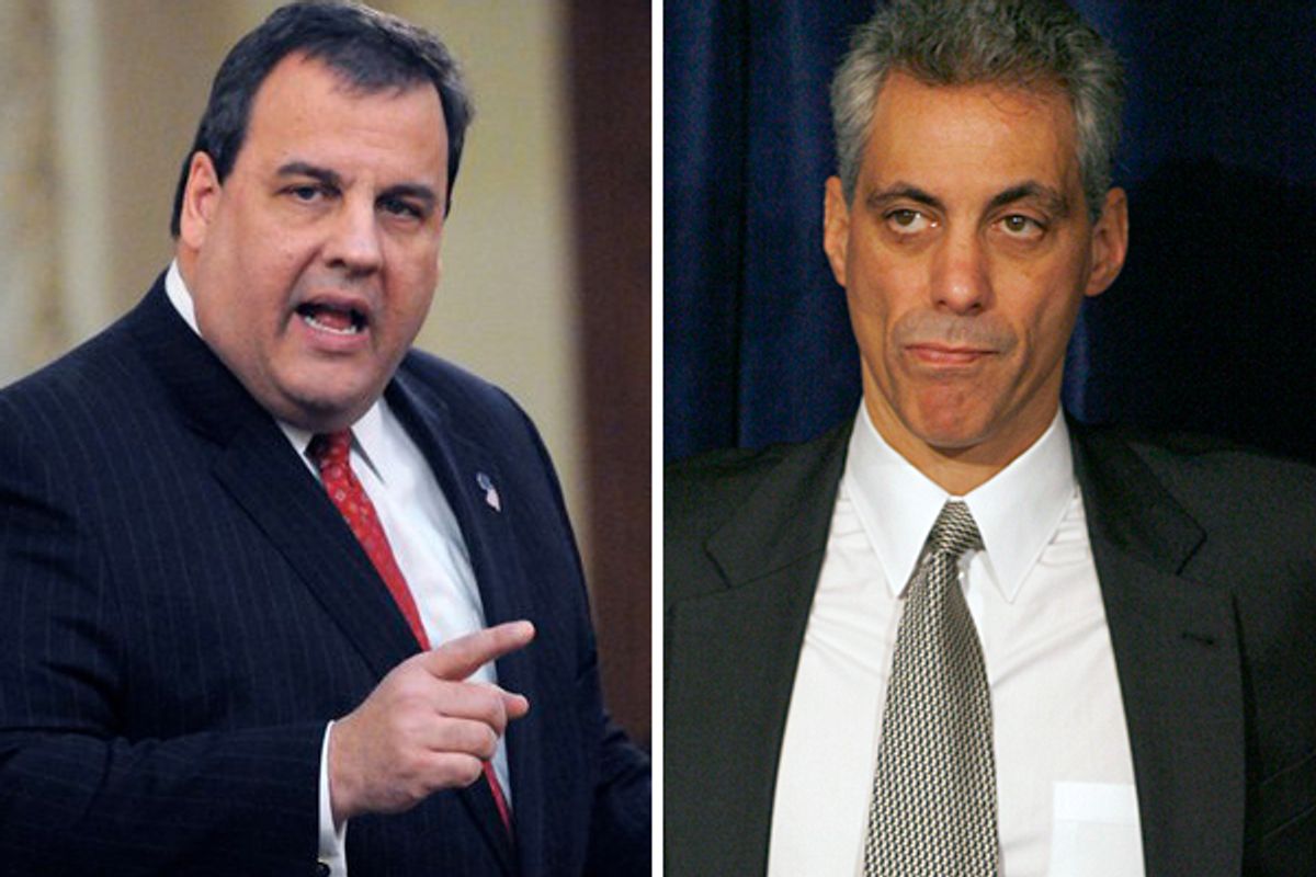 New Jersey Governor Chris Christie and Rahm Emanuel      (AP/Reuters)
