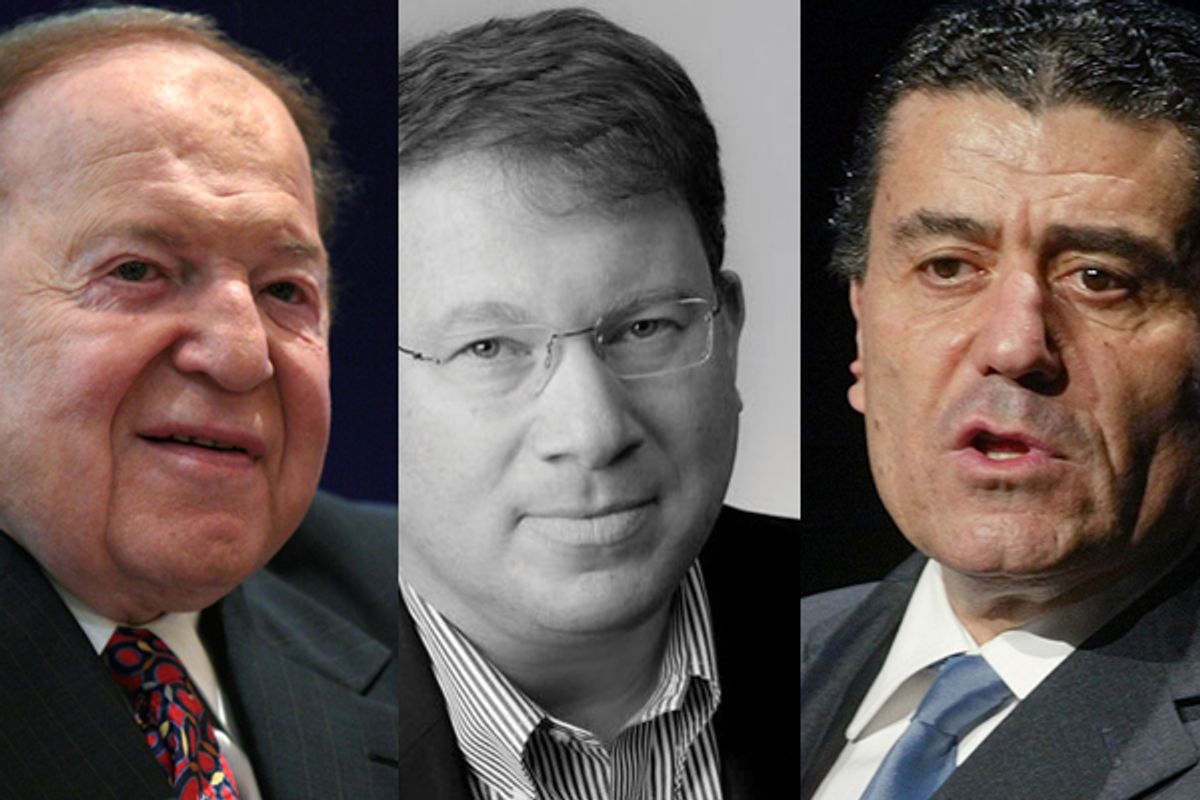 Sheldon Adelson, Jeffrey Goldberg, Haim Saban                (Reuters/columbiacurrent.org)