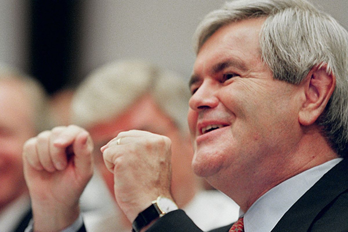  Then House Speaker Newt Gingrich in 1996                  (AP)