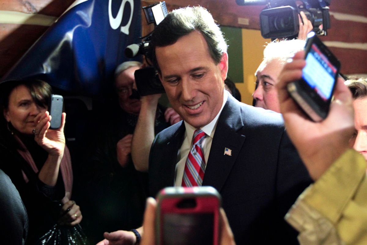 Republican presidential candidate former Pennsylvania Sen. Rick Santorum     (AP/Chris Carlson)