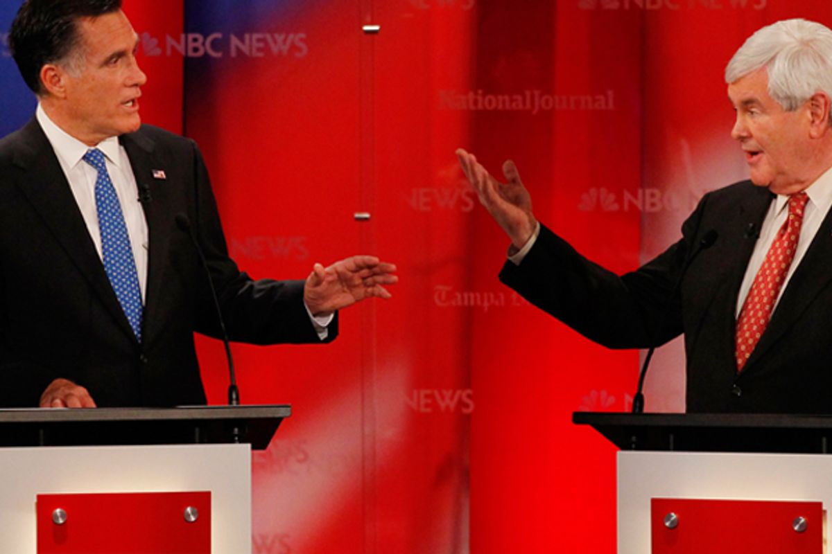 Mitt Romney and Newt Gingrich    (Reuters/Scott Audette)