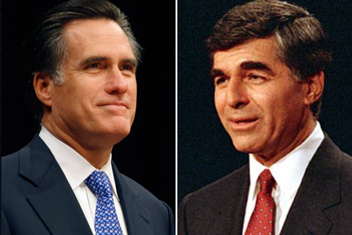 Mitt Romney and Michael Dukakis   (AP)