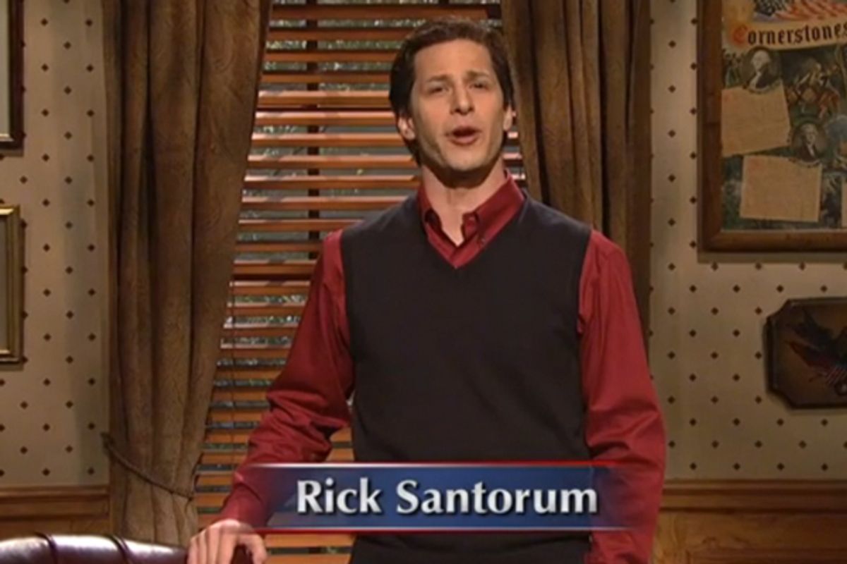 Andy Samberg as Rick Santorum       (NBC screen shot)