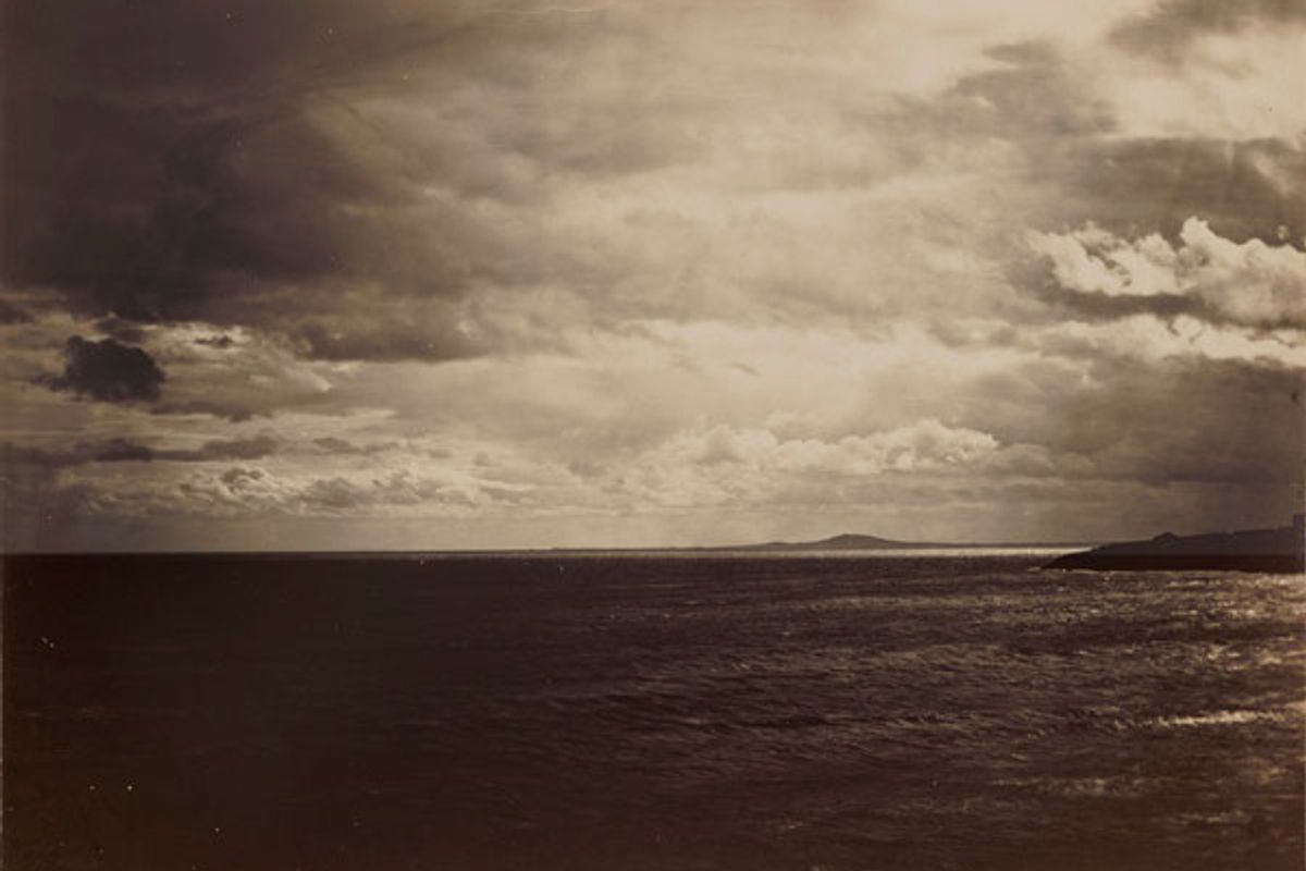Gustave Le Gray (French, 1820–1882), "Cloudy Sky — The Mediterranean with Mount Agde," 1856–59. (Museum of Fine Arts, Boston. Gift of Charles W. Millard III in honor of Clifford S. Ackley/Photograph © Museum of Fine Arts, Boston)