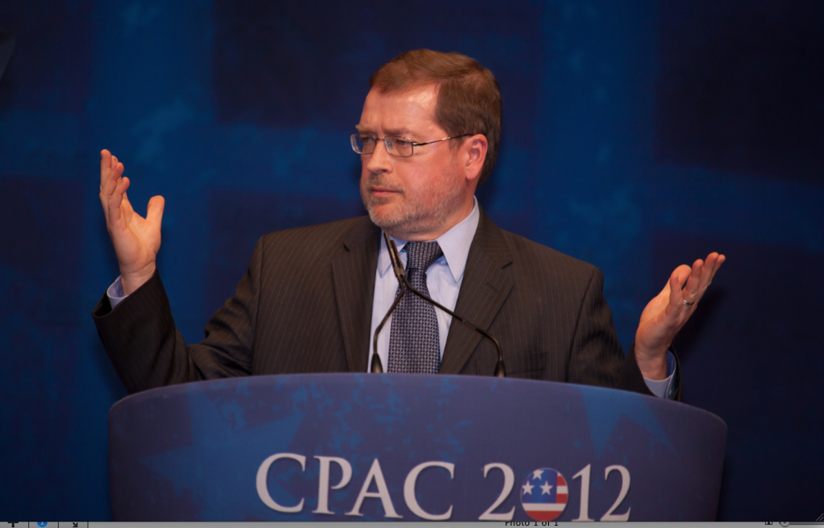  Grover Norquist, conservative general, explains it all.                       (Jeff Malet)