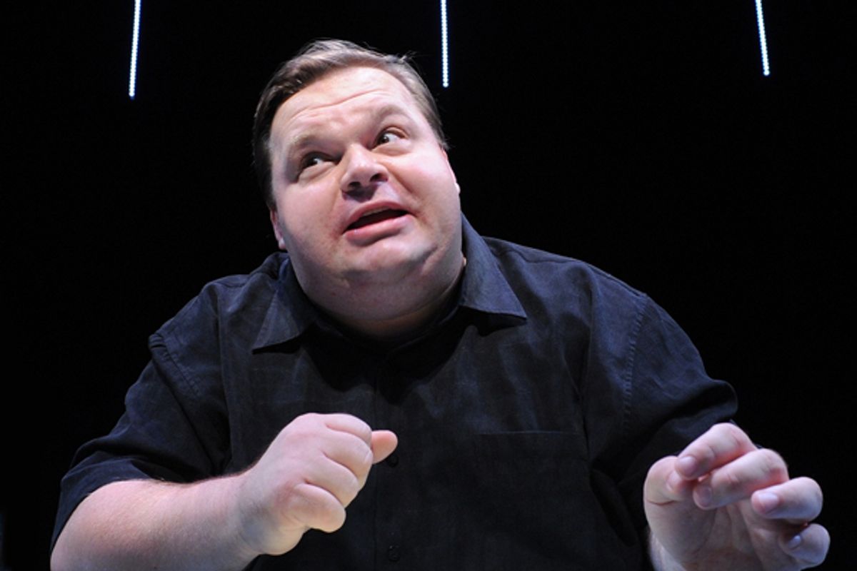 Mike Daisey is shown in a scene from "The Agony and The Ecstasy of Steve Jobs"        (AP/Stan Barouh)