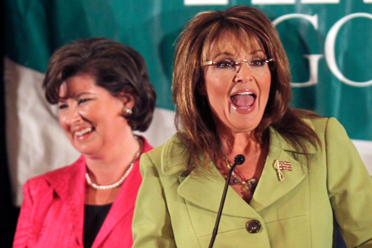 Karen Handel and Sarah Palin in August, 2010.      (AP/John Bazemore)