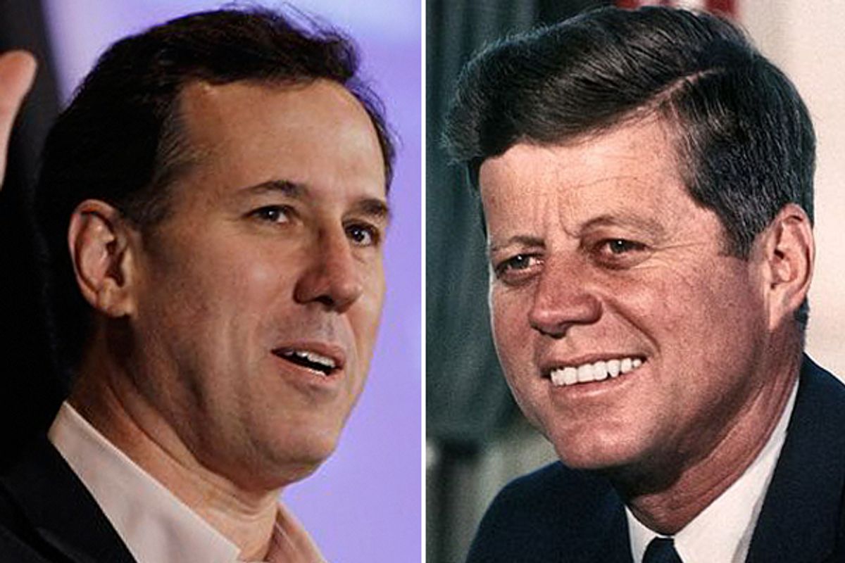 Rick Santorum and John F. Kennedy     (AP/Wikipedia)