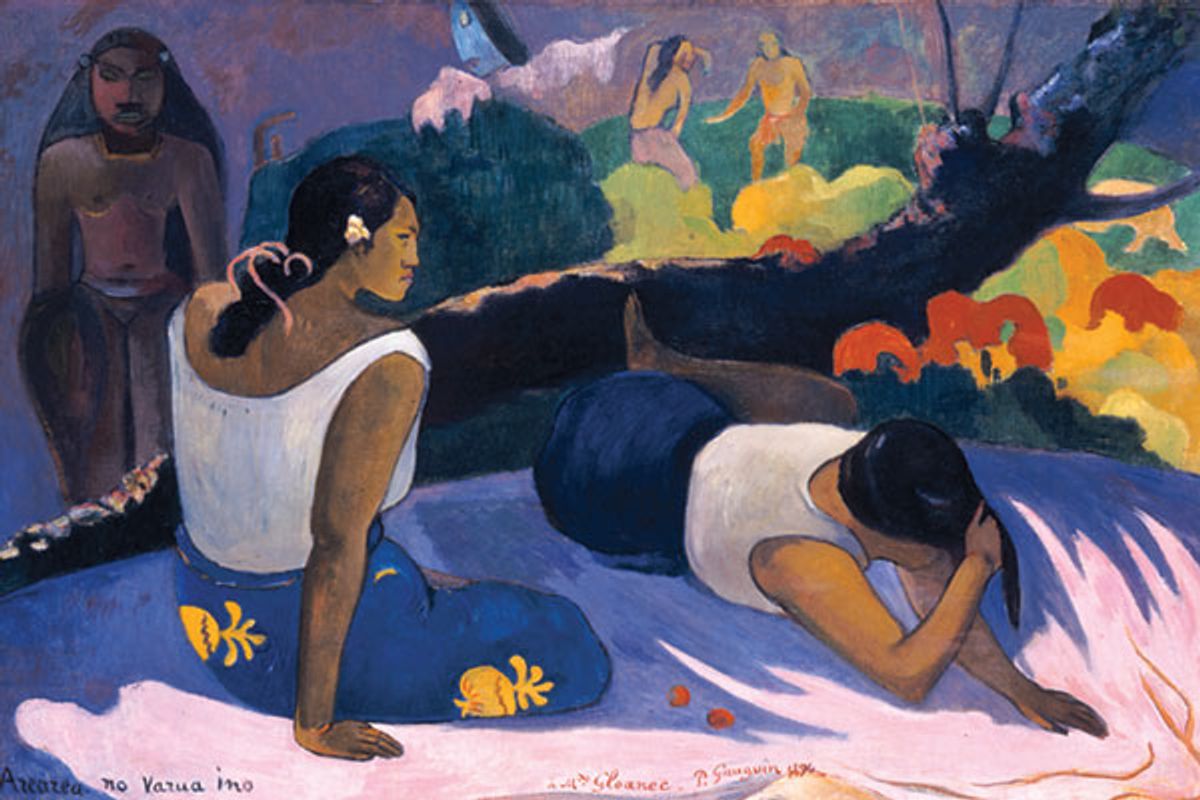 Paul Gauguin, "Arearea no Varua ino (Words of the Devil, or Reclining Tahitian Women)," 1894. (Ny Carlsberg Glyptotek, Copenhagen)
