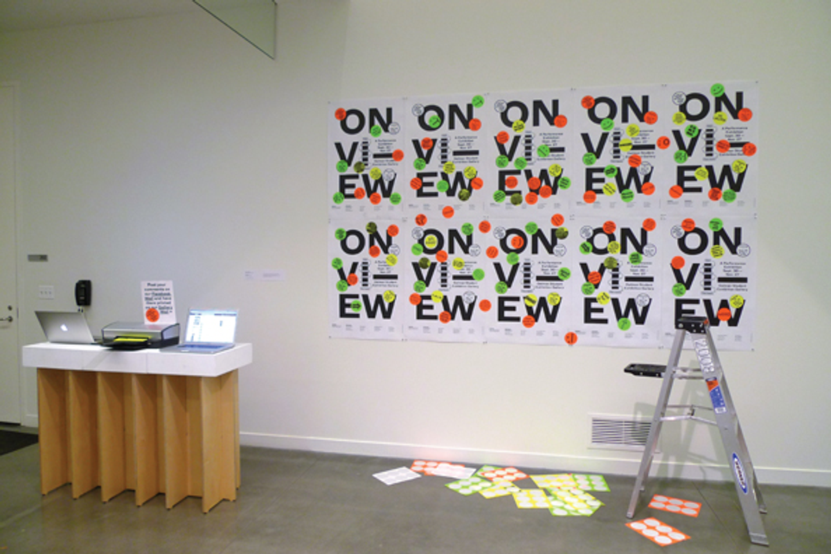 Sang Mun's "On View," black-and-white laser print with stickers, 2011     