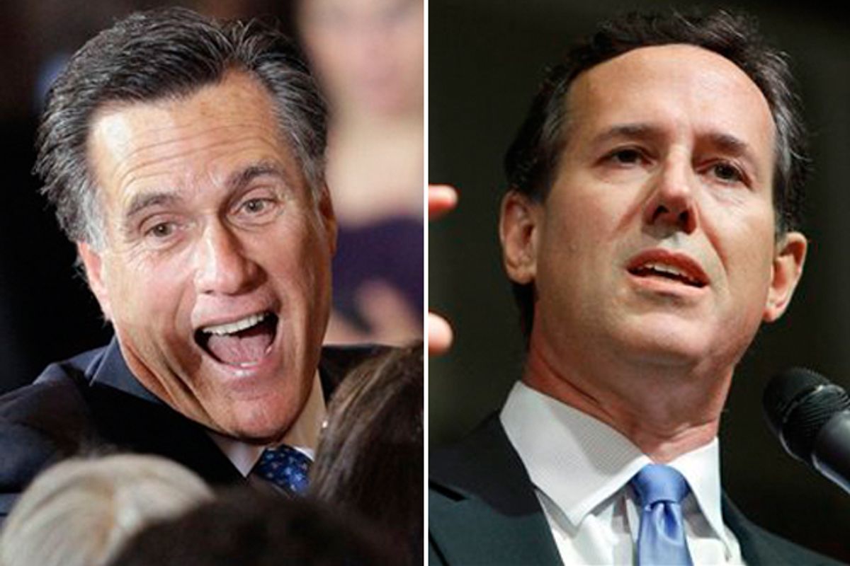 Mitt Romney and Rick Santorum  (AP)
