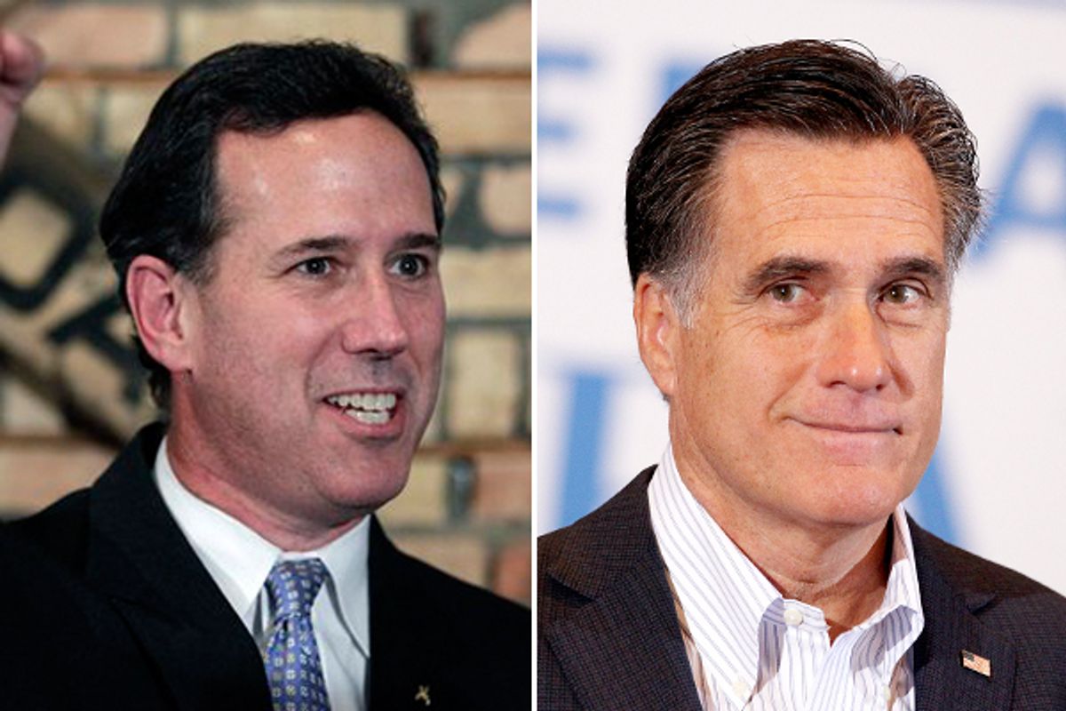  Rick Santorum and Mitt Romney     (AP/Reuters)
