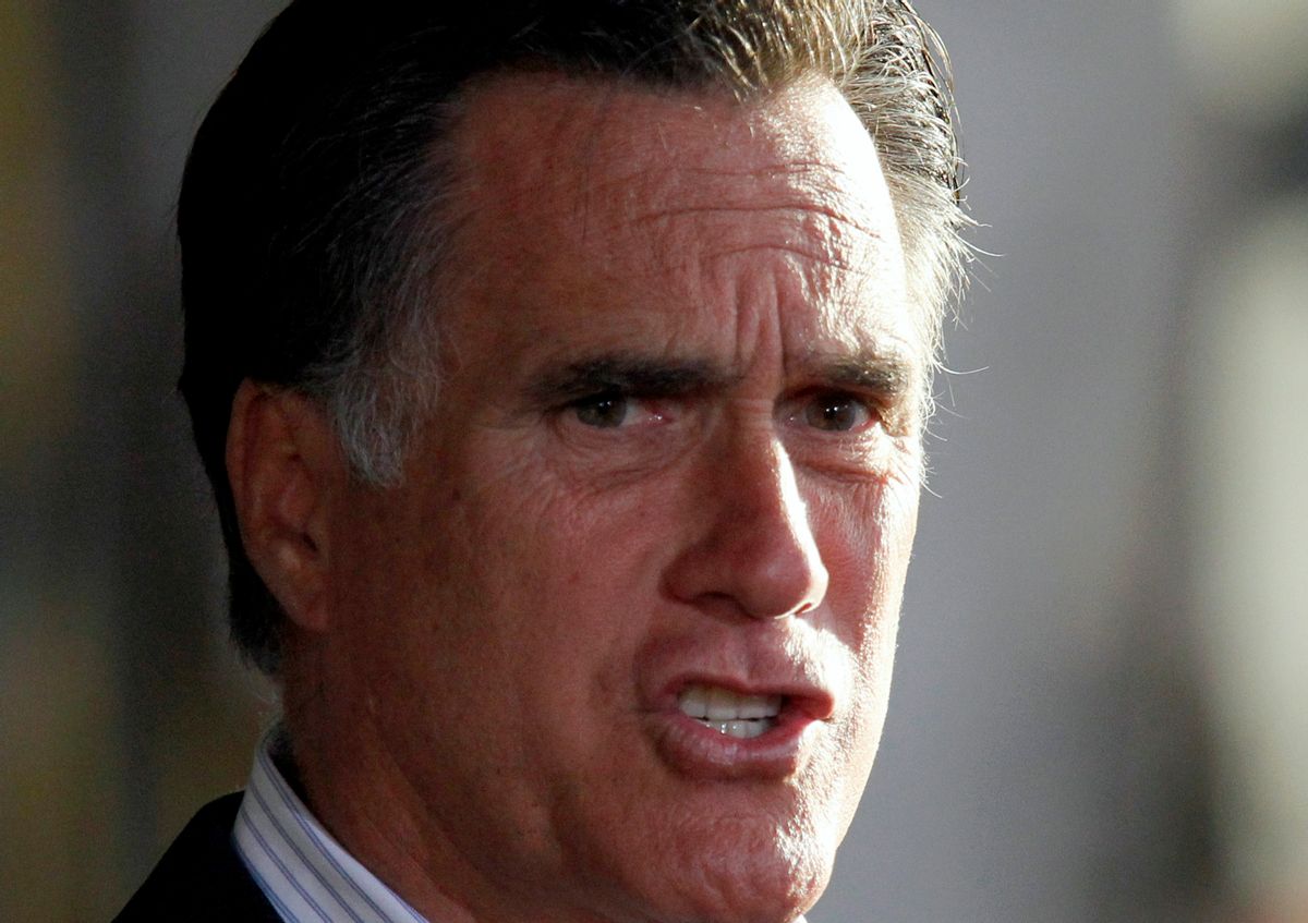 U.S. Republican presidential candidate and former Governor of Massachusetts Mitt Romney speaks during a campaign event in Wilmington, Delaware April 10, 2012. REUTERS/Tim Shaffer (UNITED STATES - Tags: POLITICS ELECTIONS HEADSHOT)     (Reuters)